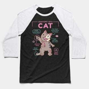 Anatomy Of A Cat Funny Cute Cat Design Baseball T-Shirt